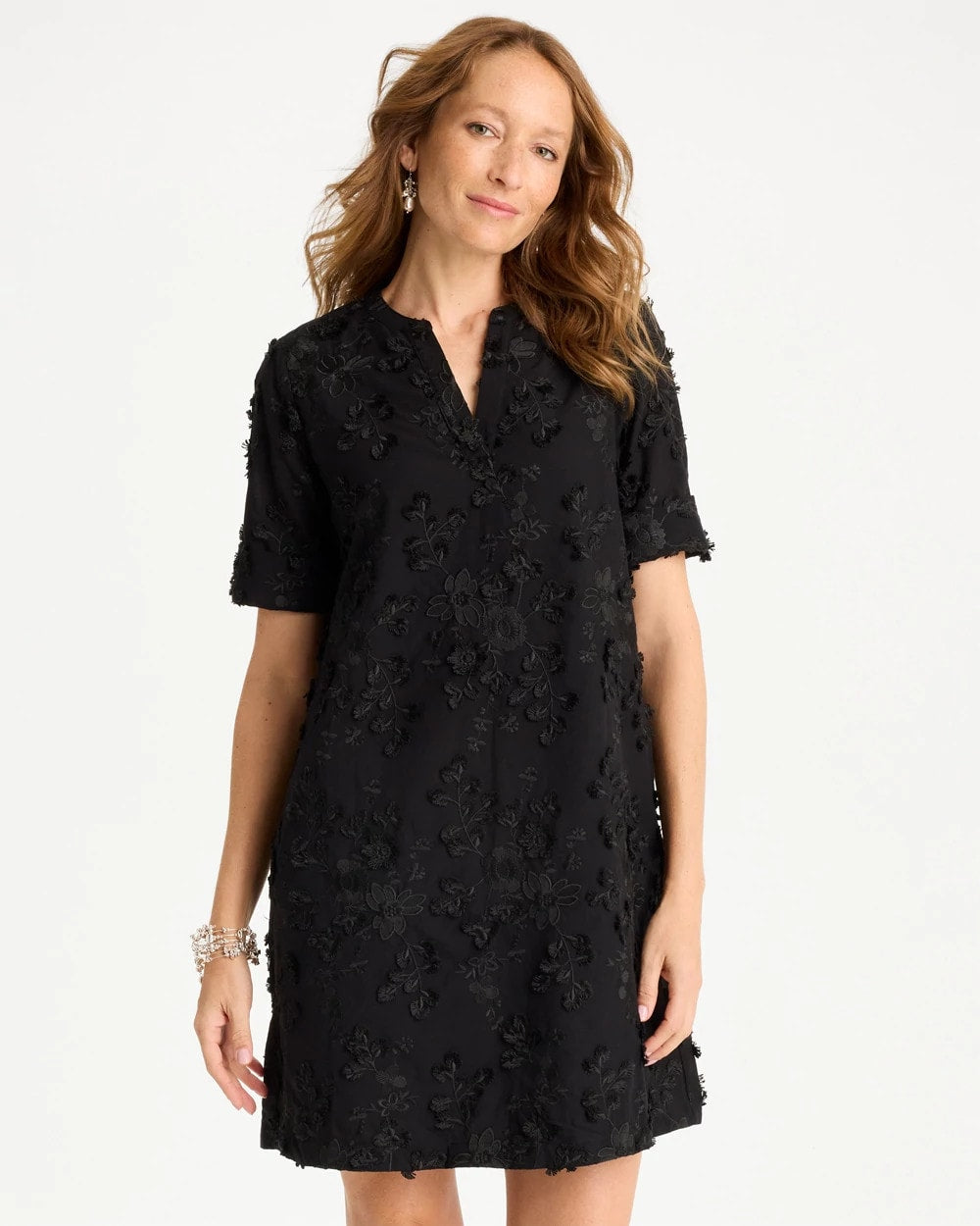 Chico's | 3D Floral Dress/ Black