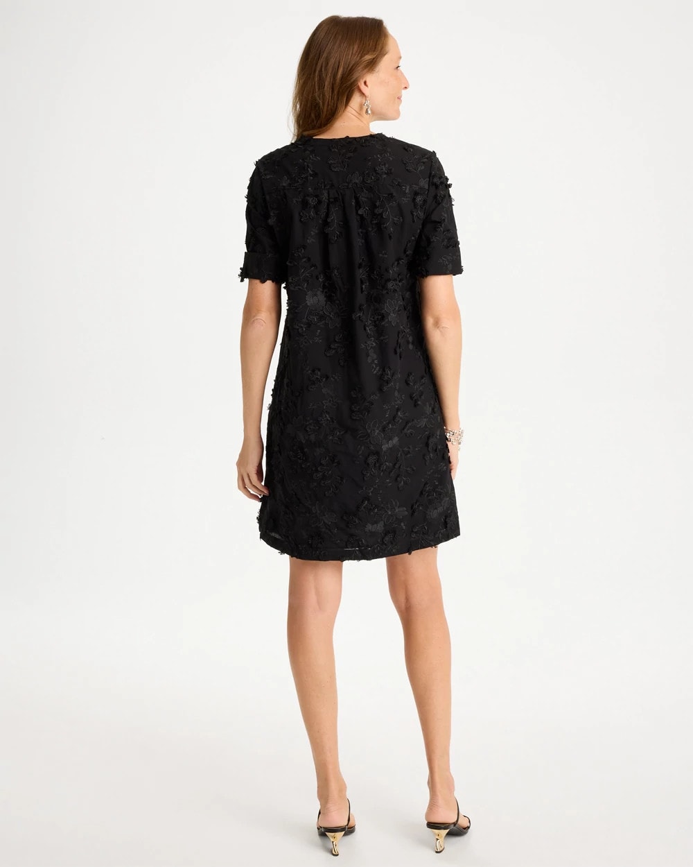 Chico's | 3D Floral Dress/ Black