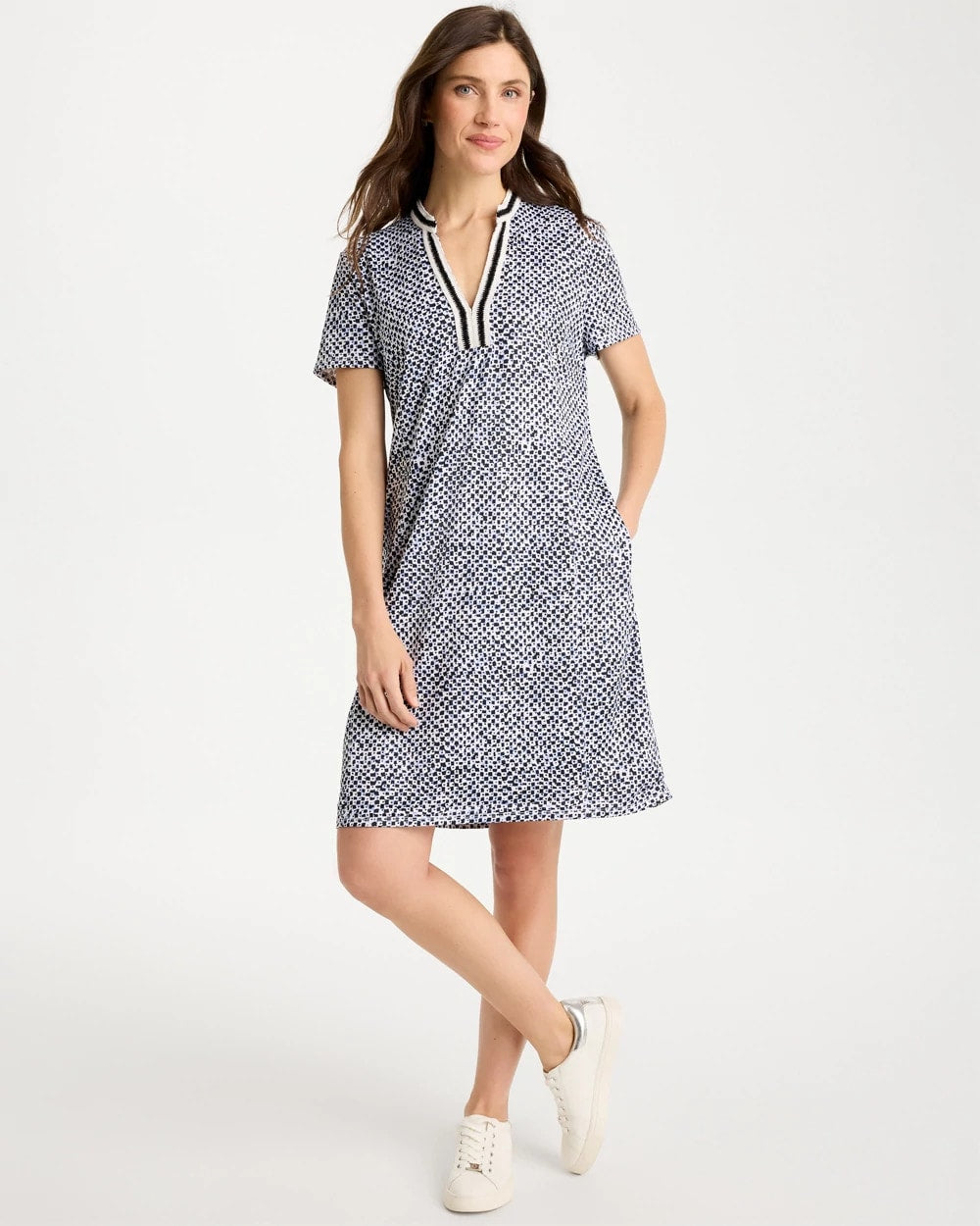 Chico's | Zenergy® UPF Crochet Contrast Trim Dress/ Blue Muse