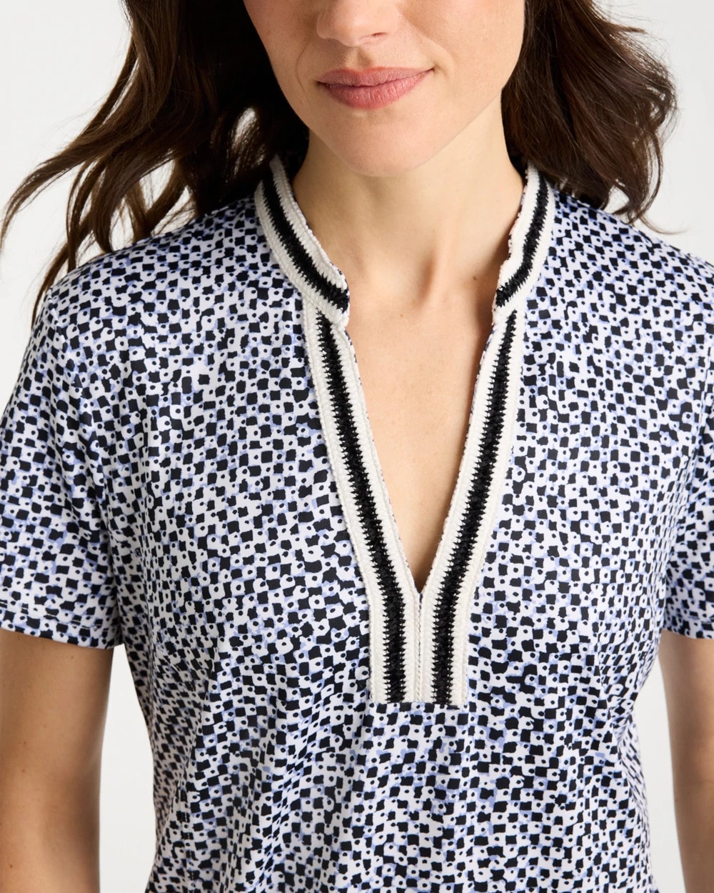 Chico's | Zenergy® UPF Crochet Contrast Trim Dress/ Blue Muse