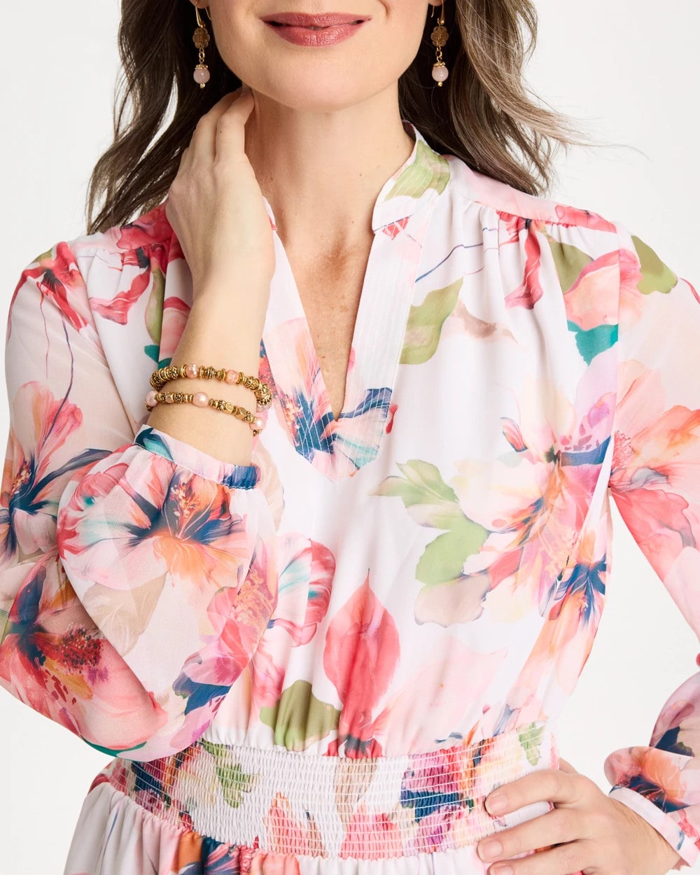 Chico's | Georgette Trapunto Pullover Dress/ Calypso Coral