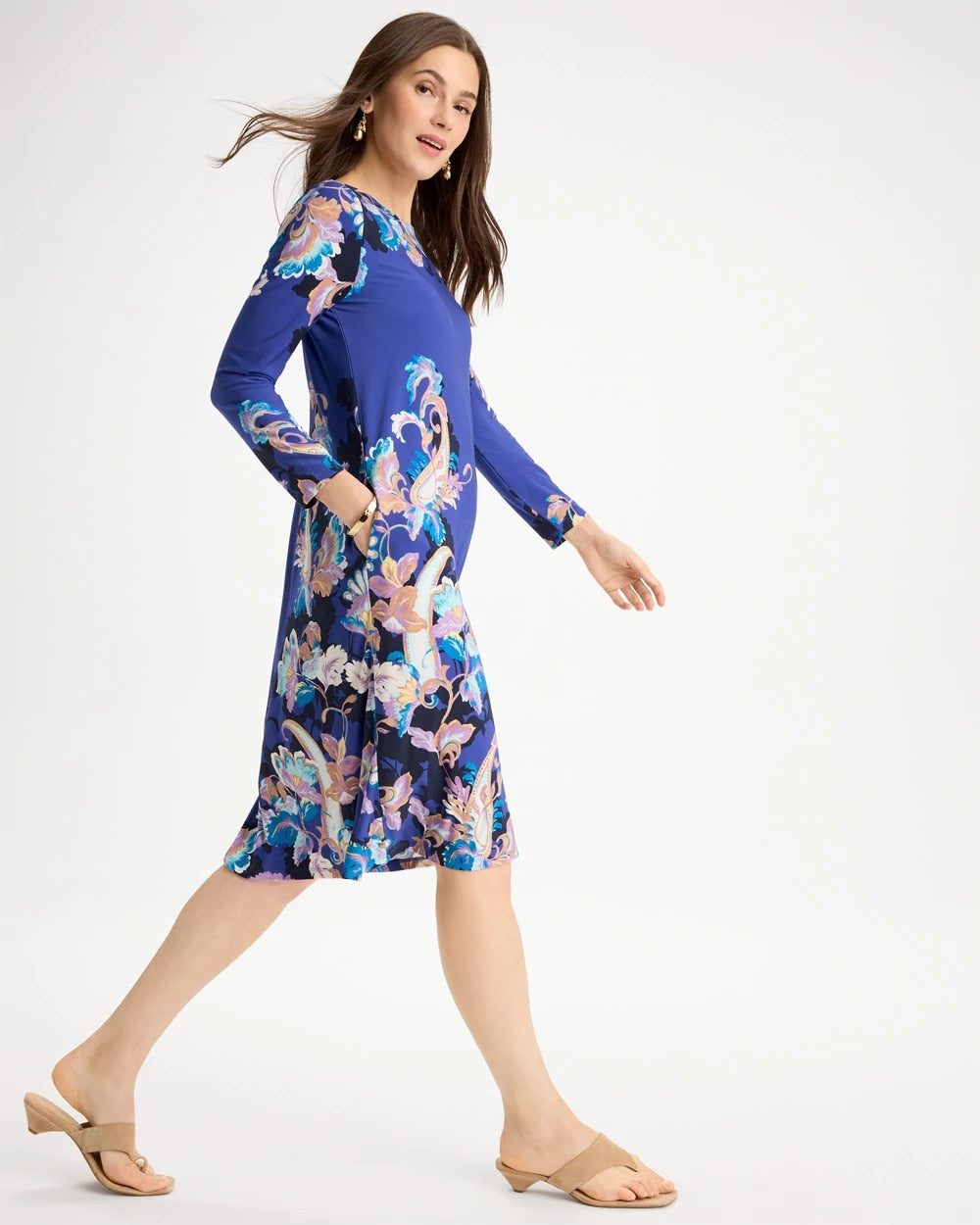 Chico's | Jersey Knit Baroque Shift Dress/ Amparo Blue