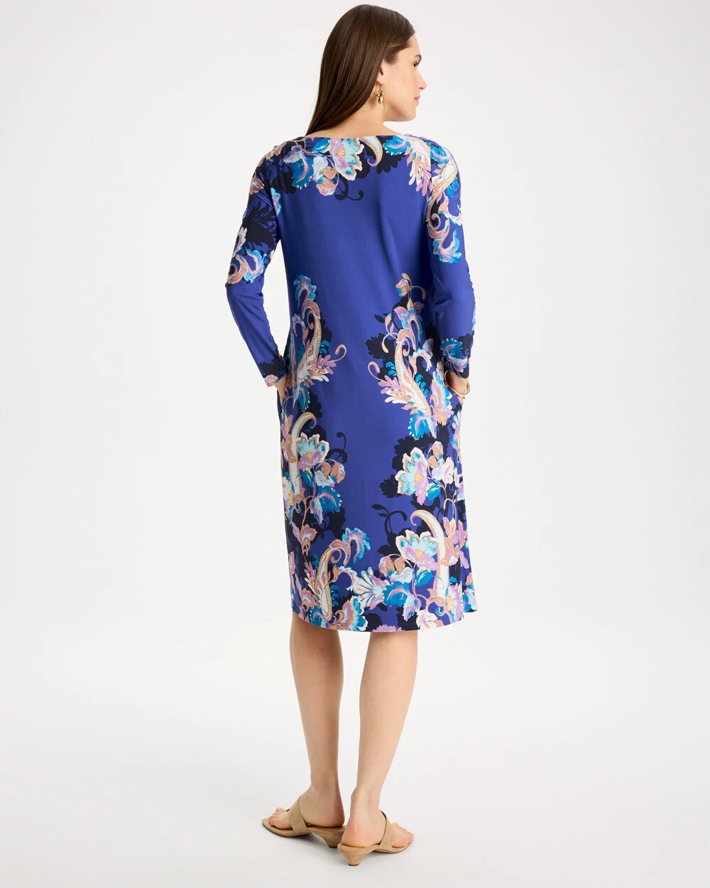 Chico's | Jersey Knit Baroque Shift Dress/ Amparo Blue