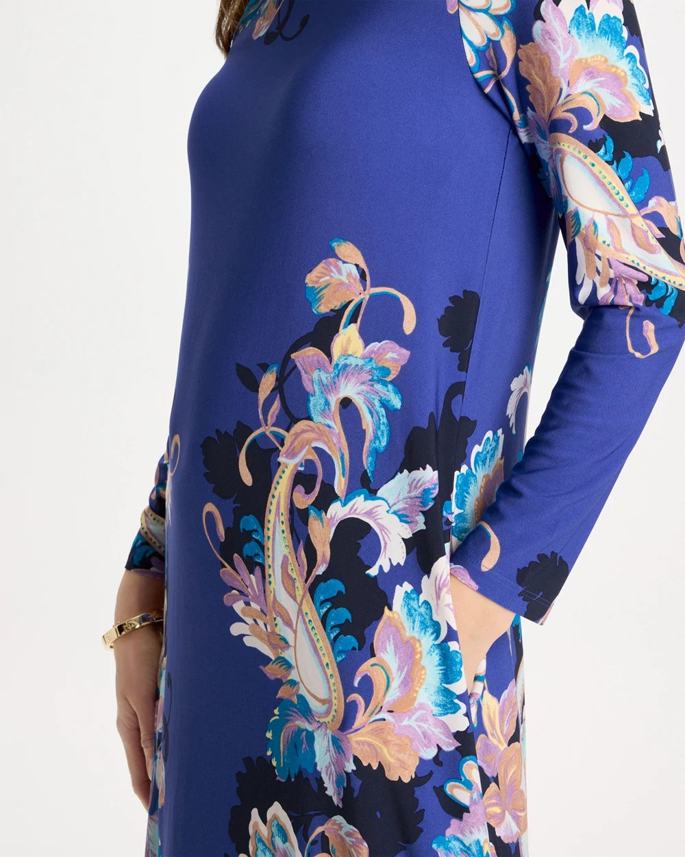 Chico's | Jersey Knit Baroque Shift Dress/ Amparo Blue
