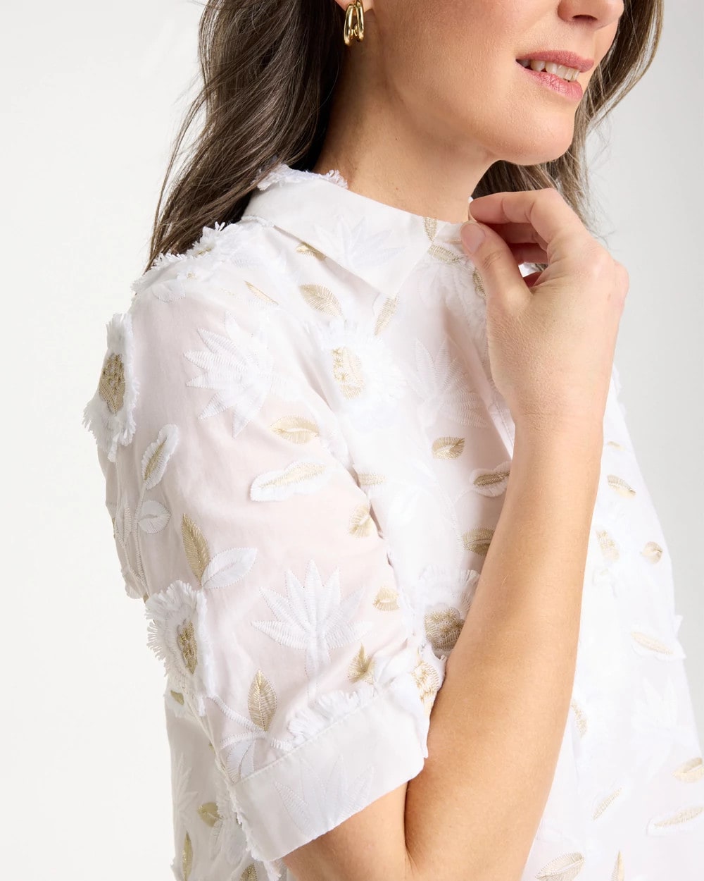 Chico's | 3D Floral Embroidered Dress/ Alabaster