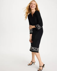 Chico's | Travelers™ Zebra Trim Kurta Dress/ Travelers Black