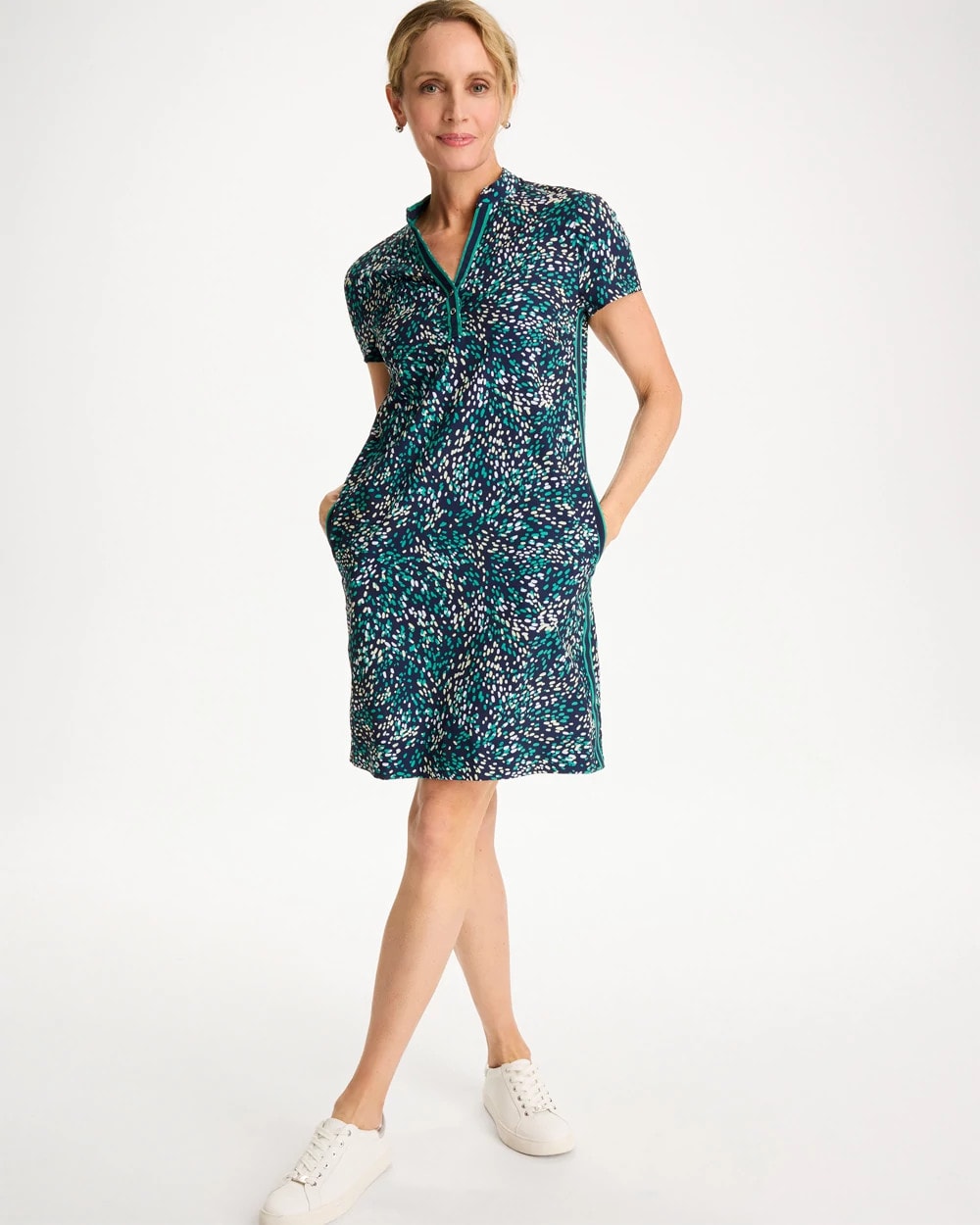 Chico's | Zenergy® UPF Contrast Trim Dress/ Topanga Green