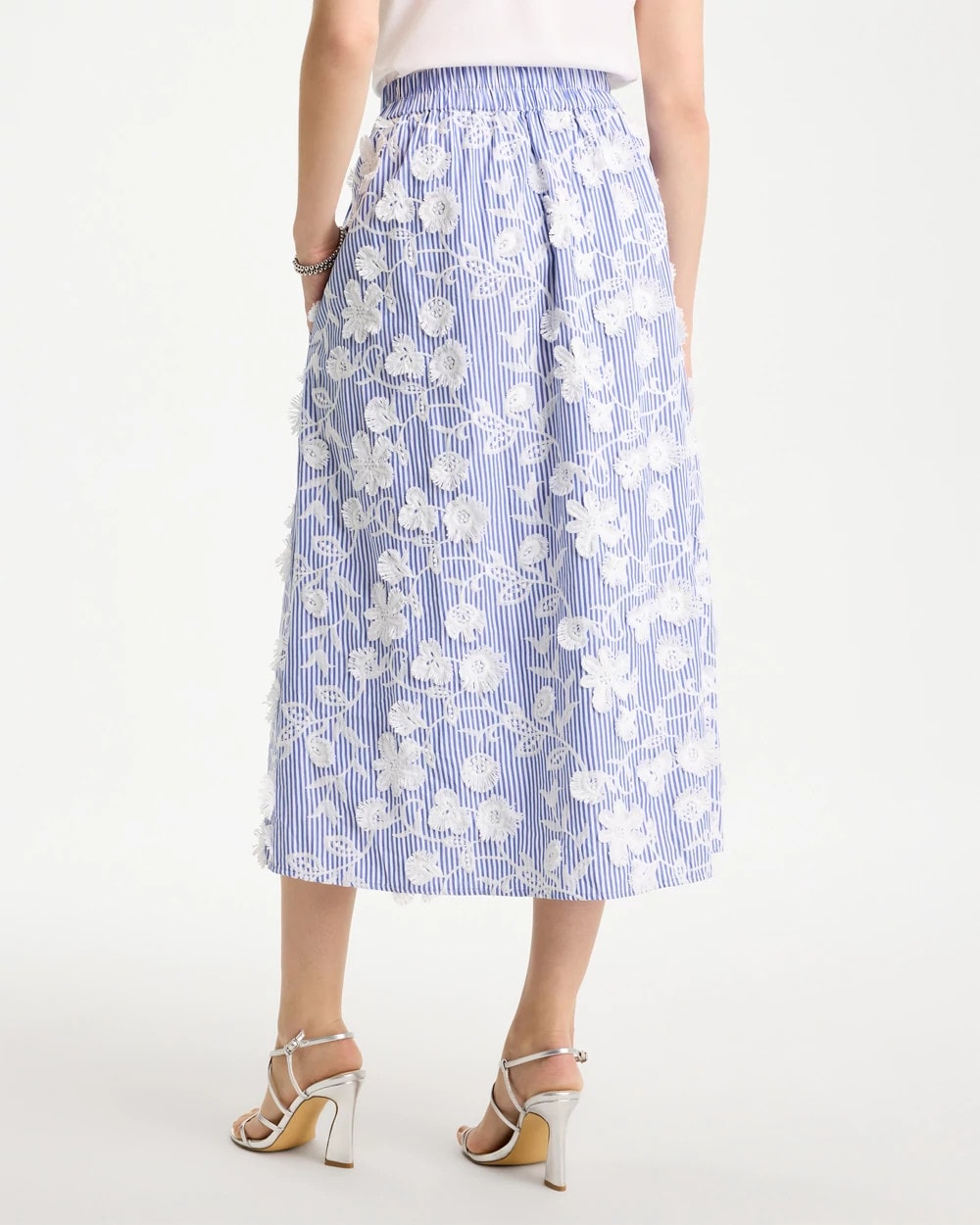 Chico's | Cotton Embroidered Floral Skirt/ Alabaster
