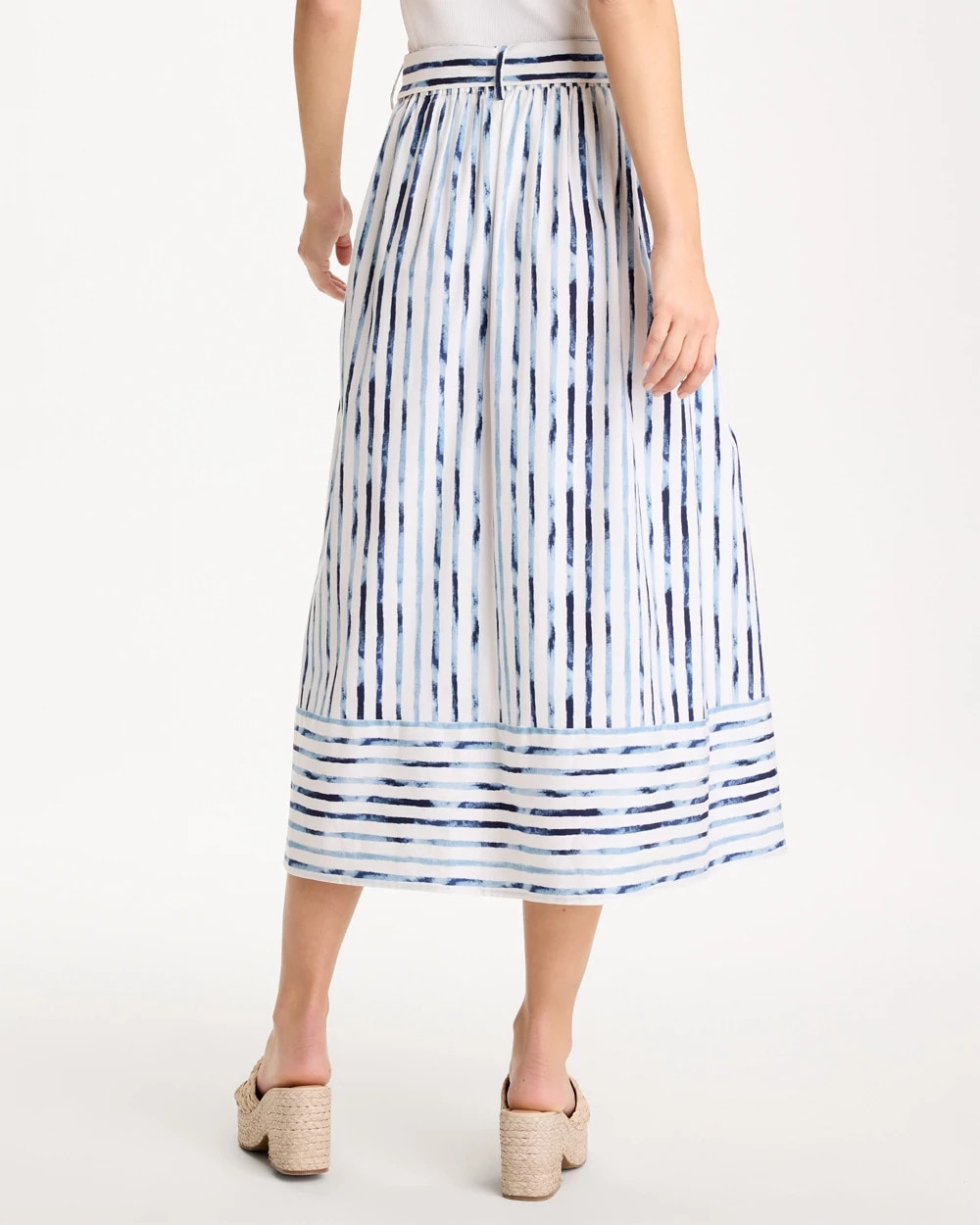 Chico's | Palermo Striped Tie-Front Skirt/ Passport Blue