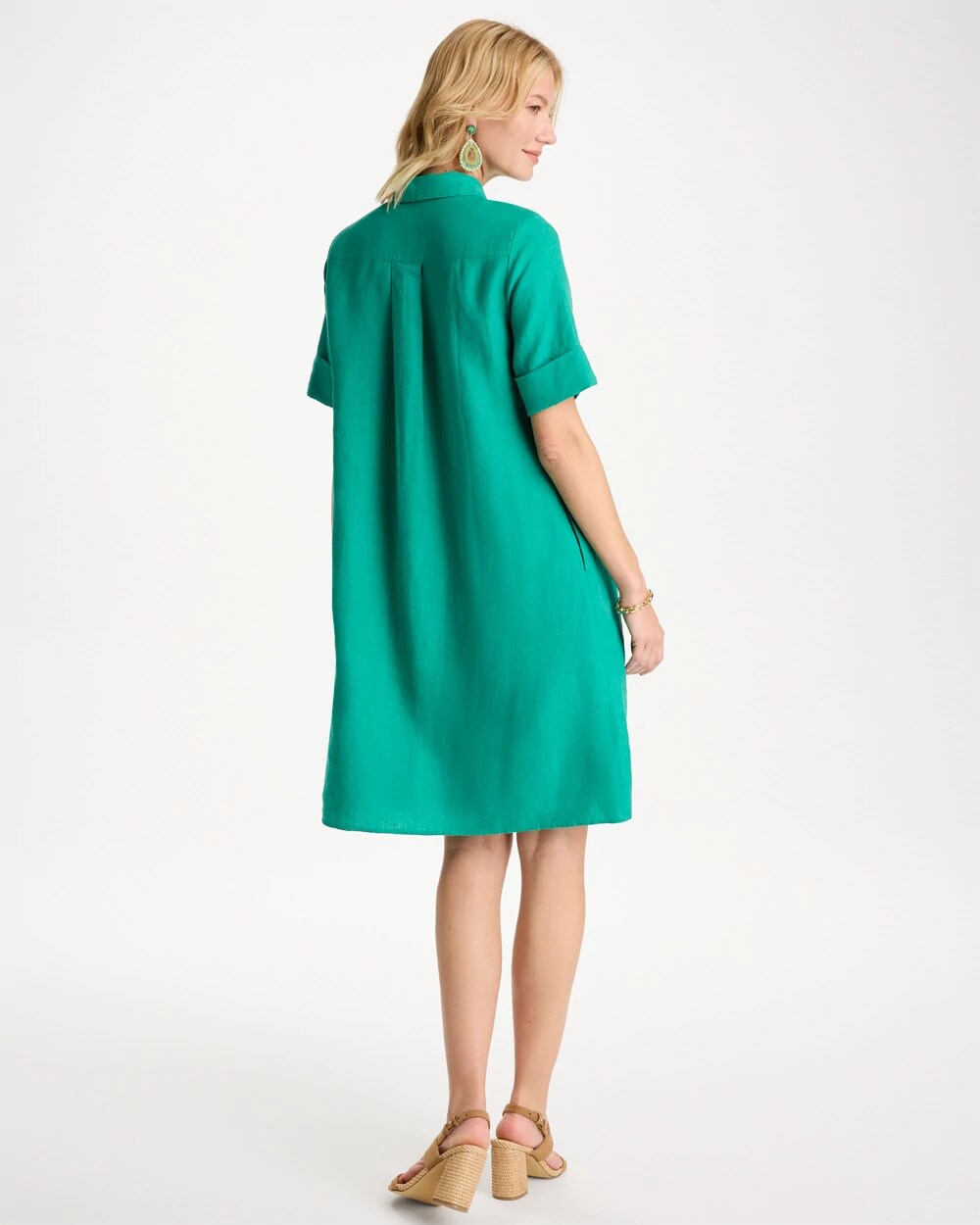 Chico's | Linen Popover Dress/ Topanga Green