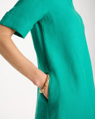 Chico's | Linen Popover Dress/ Topanga Green