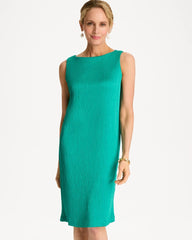 Chico's | Travelers™ Crinkled Satin Tank Dress/ Topanga Green