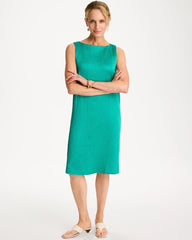 Chico's | Travelers™ Crinkled Satin Tank Dress/ Topanga Green