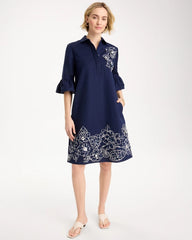 Chico's | 3D Applique Dress/ Passport Blue