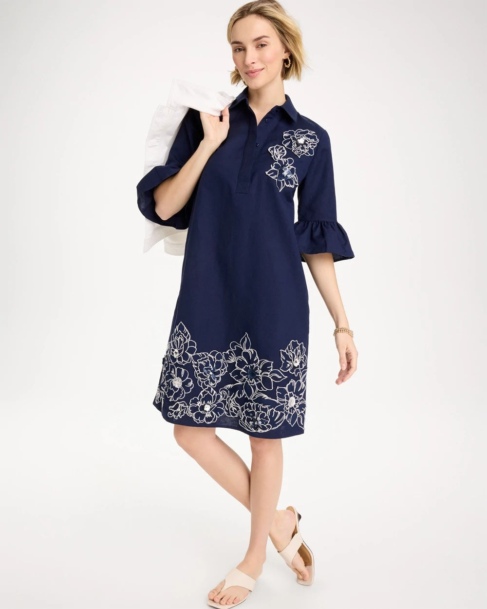 Chico's | 3D Applique Dress/ Passport Blue