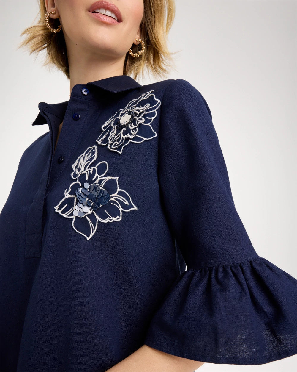 Chico's | 3D Applique Dress/ Passport Blue