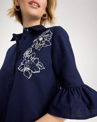 Chico's | 3D Applique Dress/ Passport Blue