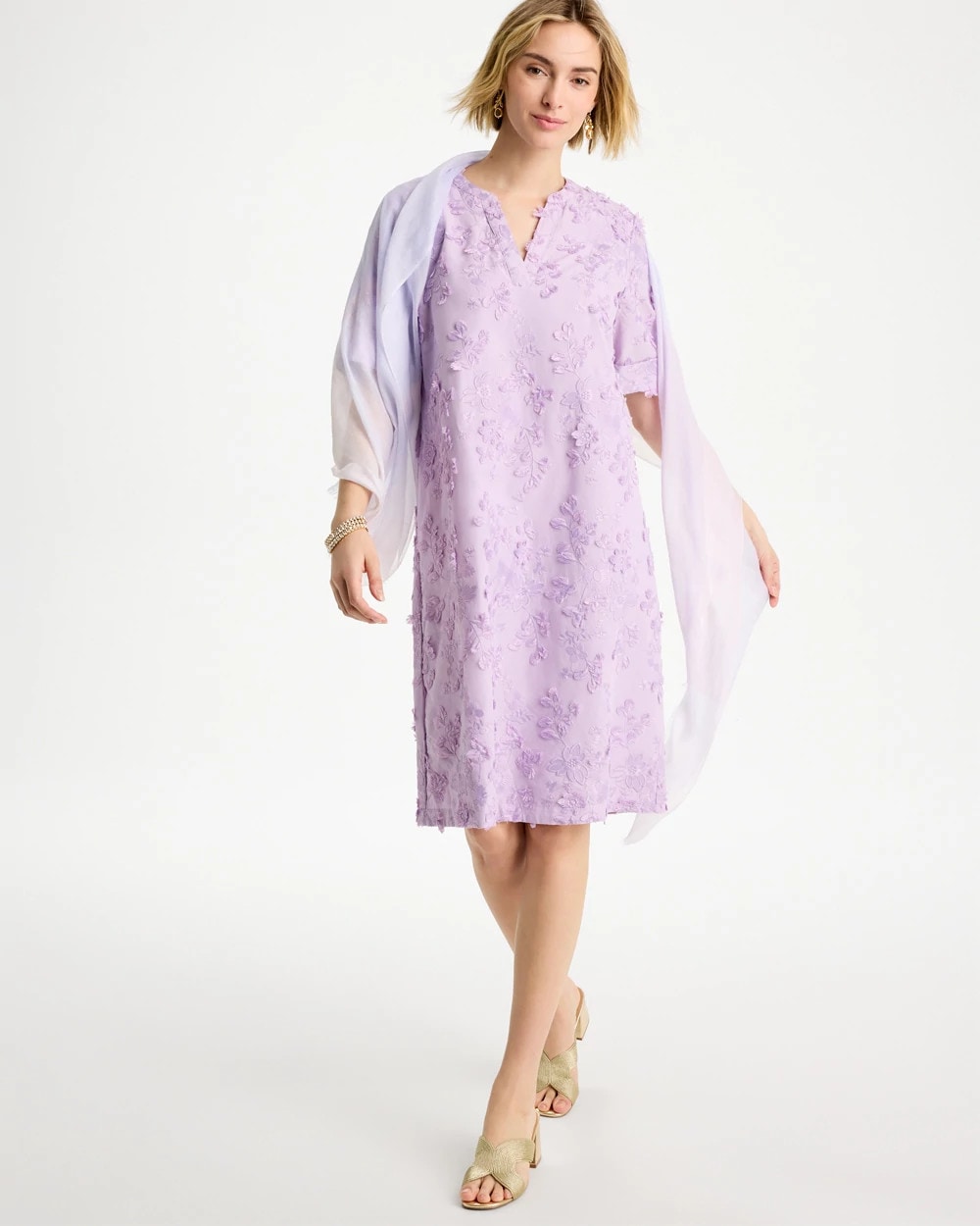 Chico's | 3D Floral Dress/ Orchid Mist