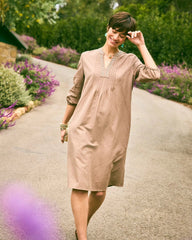 Chico's | Linen-Cotton Pintuck Dress/ Topaz Smoke