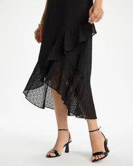 Chico's | Floral Surplice Ruffled Dress/ Black