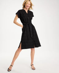 Chico's | Embroidered Cotton Shirtdress/ Black