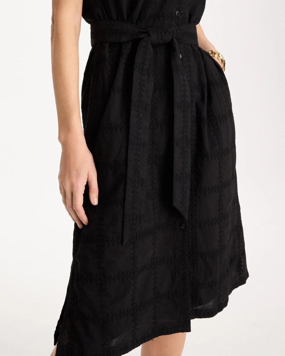 Chico's | Embroidered Cotton Shirtdress/ Black