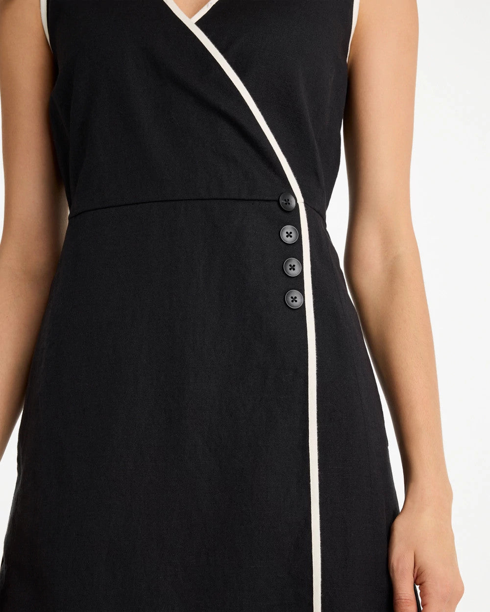 Chico's | Sleeveless Surplice Linen Dress/ Black