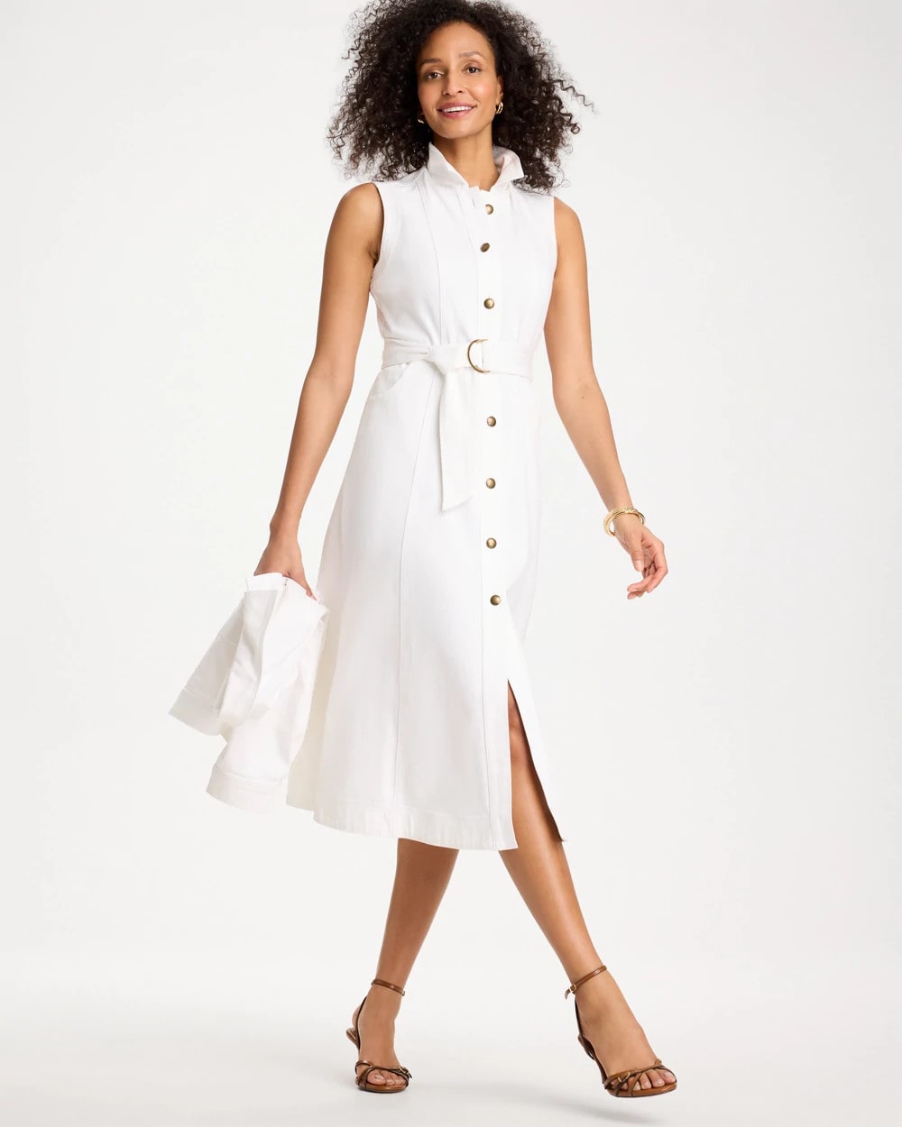 Chico's | Denim Sleeveless Shirtdress/ Alabaster