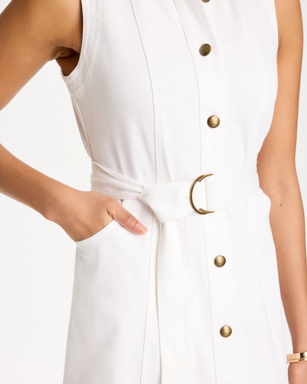 Chico's | Denim Sleeveless Shirtdress/ Alabaster