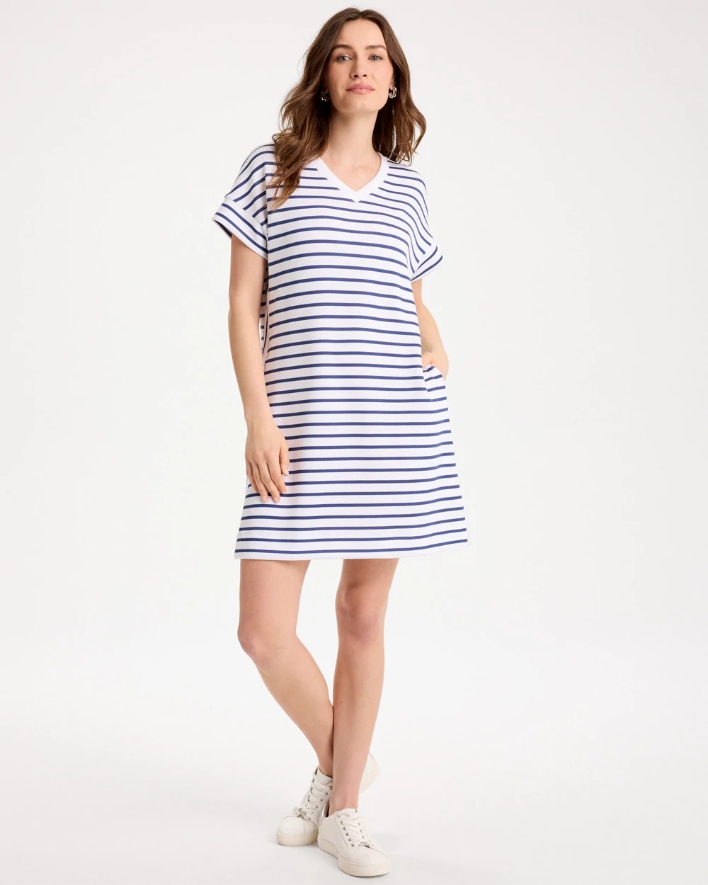 Chico's | Zenergy® Soft Striped Contrast Dress/ Starlit Navy