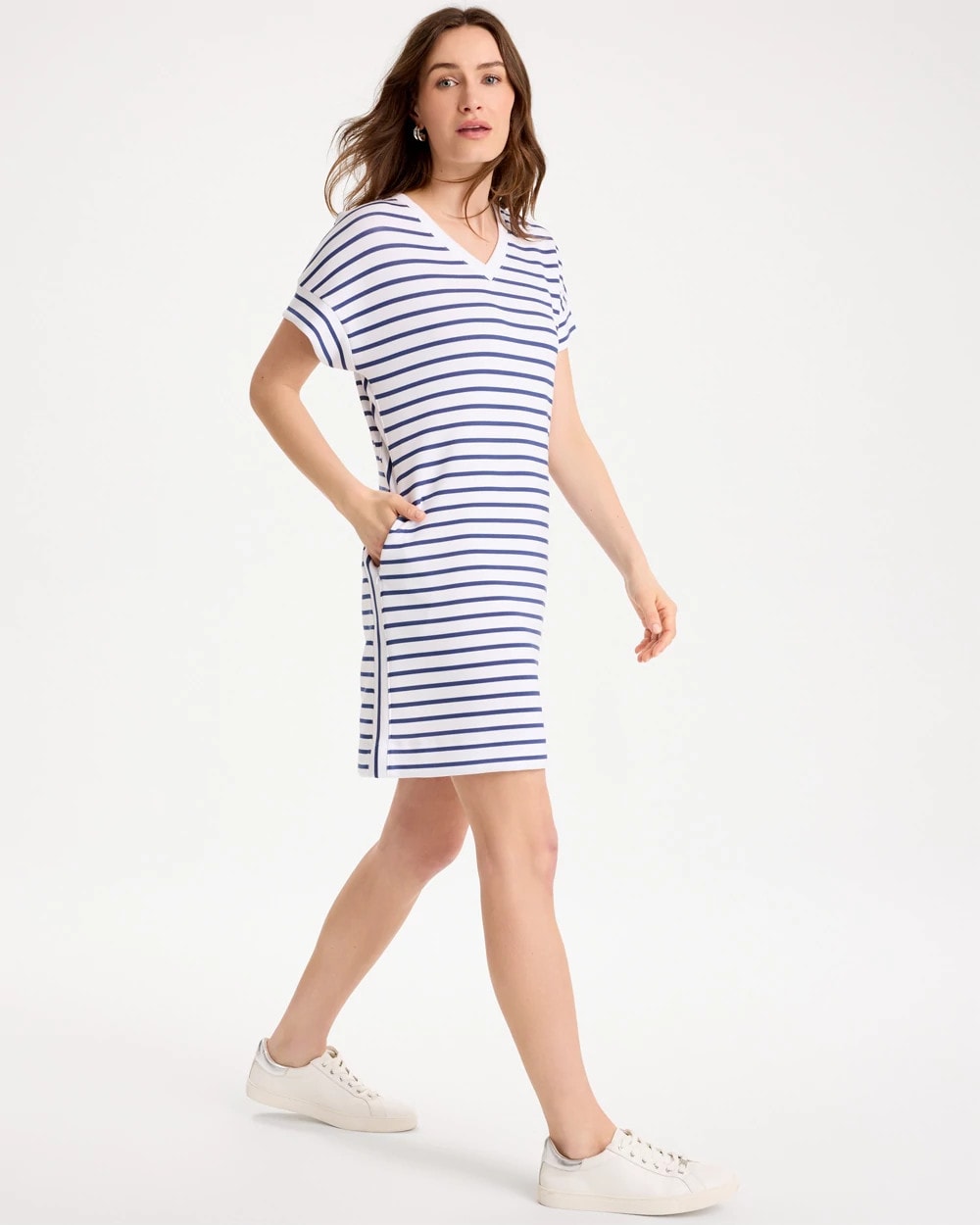 Chico's | Zenergy® Soft Striped Contrast Dress/ Starlit Navy