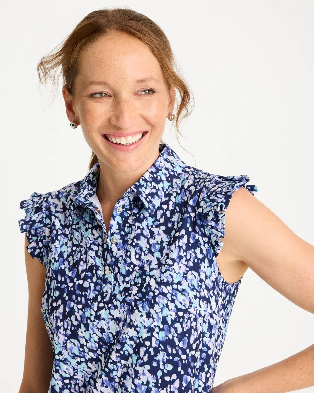 Chico's | Zenergy® UPF Ruffle Dress/ Amparo Blue