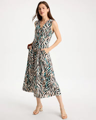 Chico's | Animal Print Jersey Knit Dress/ Jade Glow