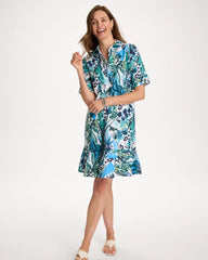 Chico's | Floral Linen-Cotton Popover Dress/ Alabaster