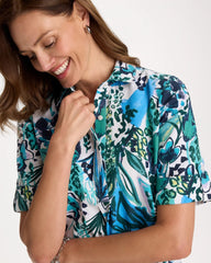 Chico's | Floral Linen-Cotton Popover Dress/ Alabaster