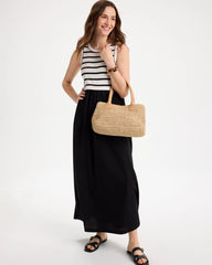 Chico's | Poplin Cotton Rib Mix Dress/ Black