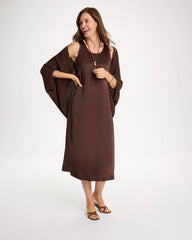 Chico's | Faux Satin Sleeveless Dress/ Deep Brown