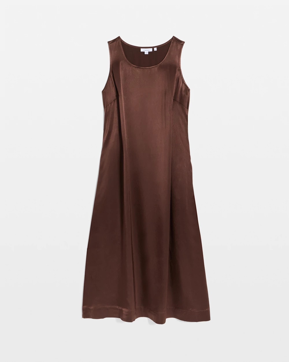 Chico's | Faux Satin Sleeveless Dress/ Deep Brown