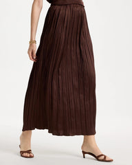 Chico's | Satin Crinkle Maxi Skirt/ Deep Brown