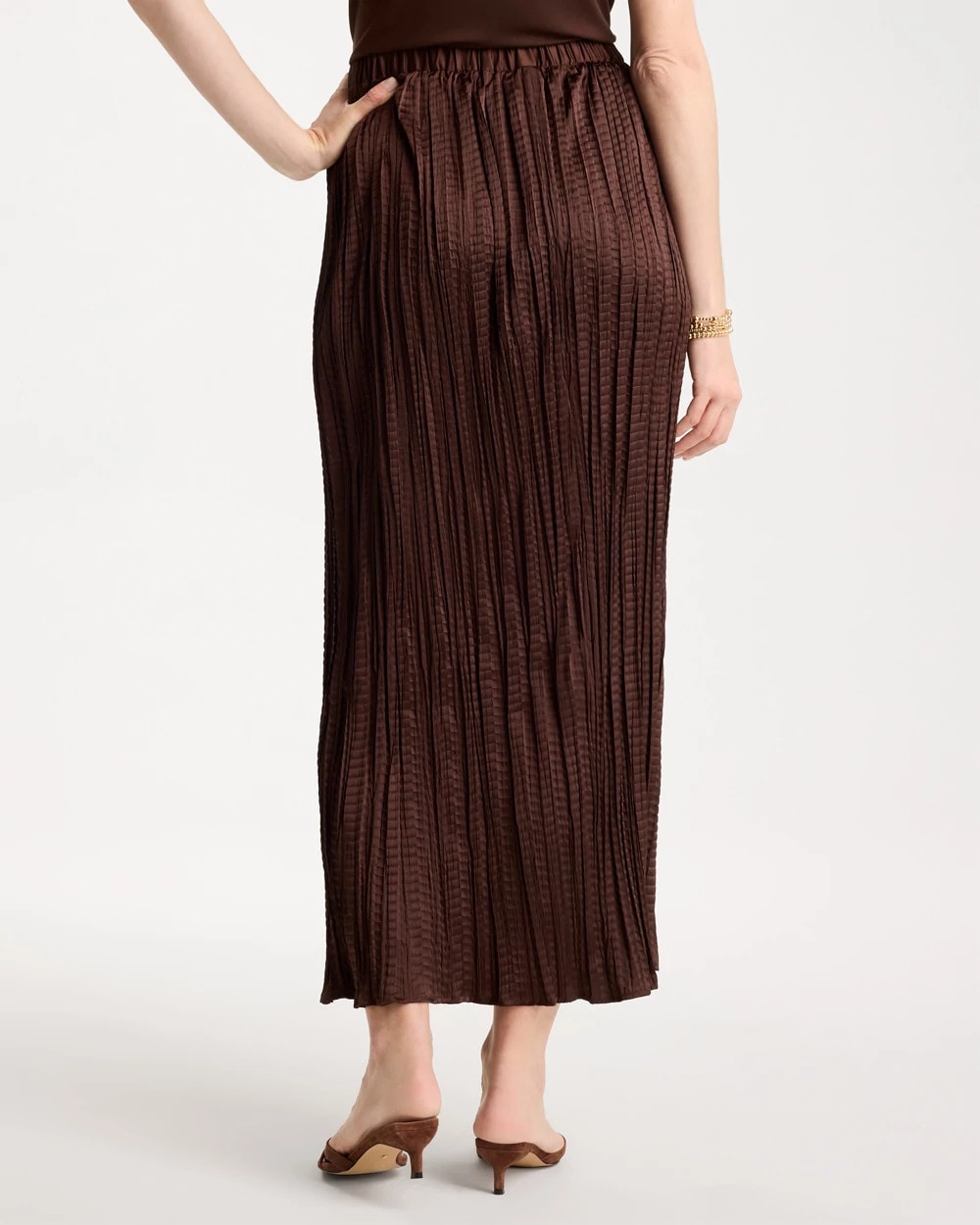 Chico's | Satin Crinkle Maxi Skirt/ Deep Brown