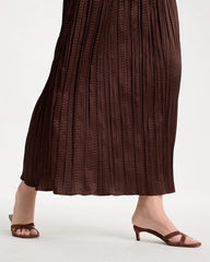 Chico's | Satin Crinkle Maxi Skirt/ Deep Brown