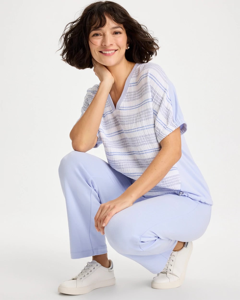 Chico's | Zenergy® Striped Gauze Lounge Shirt/ Indigo Ice