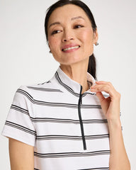 Chico's | Zenergy® UPF Striped Half-Zip Polo/ Black