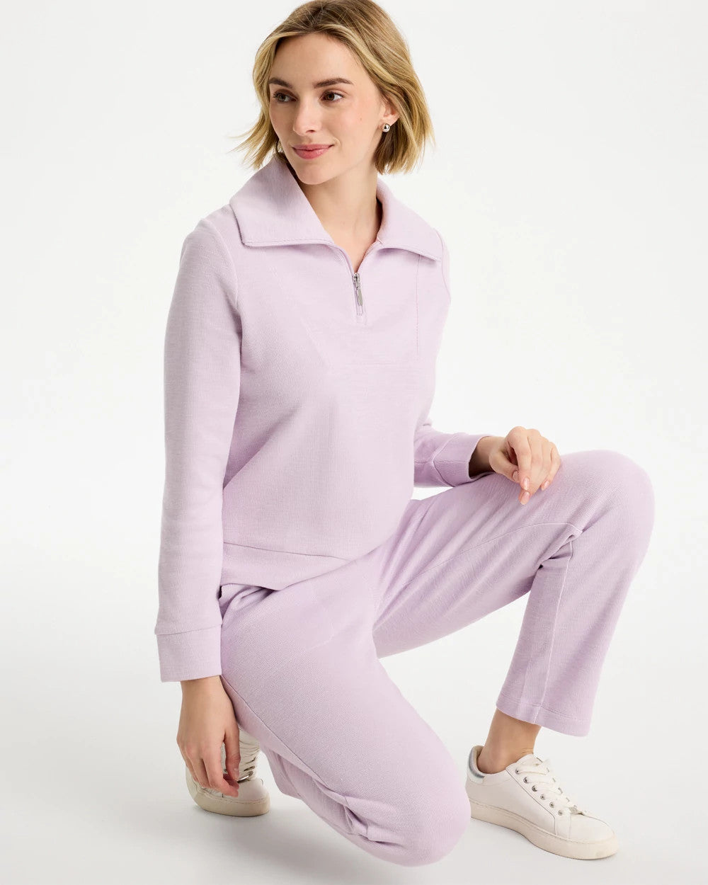 Chico's | Zenergy® Beach Slub Half-Zip Pullover Top/ Pale Sweet Pea