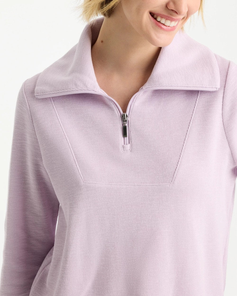 Chico's | Zenergy® Beach Slub Half-Zip Pullover Top/ Pale Sweet Pea