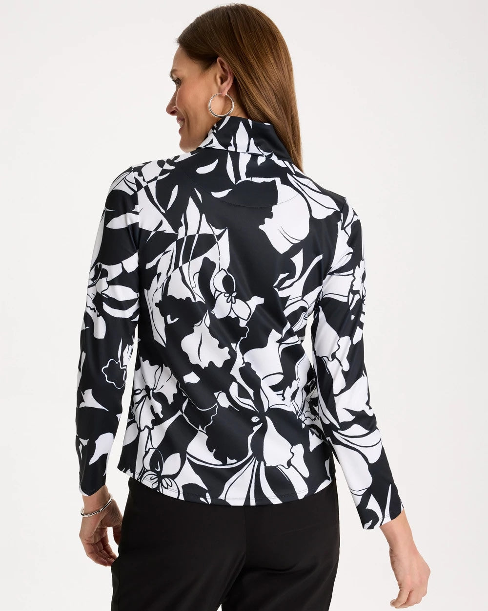 Chico's | Zenergy® UPF Floral Nights Half Zip/ Black