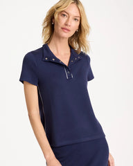 Chico's | Zenergy® Soft Pique Piped Pullover/ Passport Blue