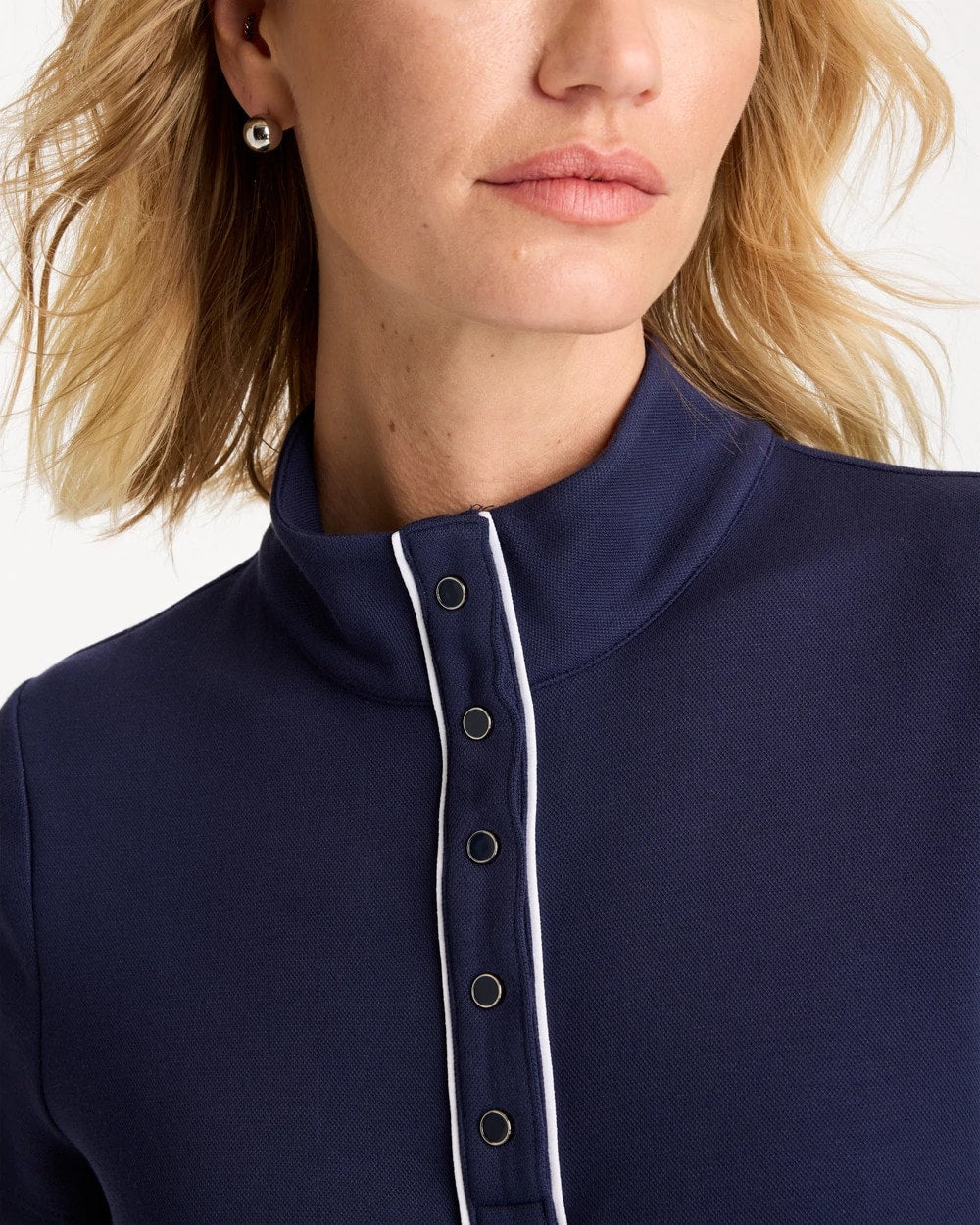 Chico's | Zenergy® Soft Pique Piped Pullover/ Passport Blue