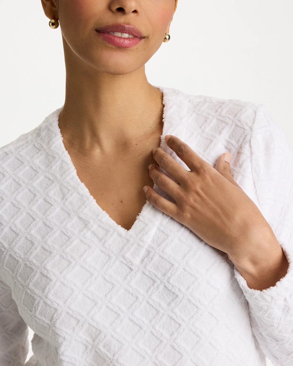Chico's | Zenergy® Terry Cloth Jacquard Top/ Alabaster
