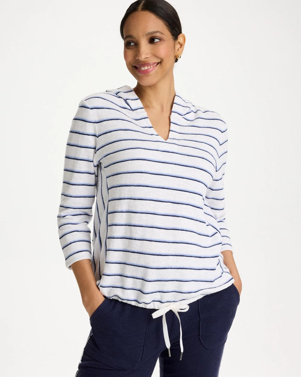 Chico's | Zenergy® Jersey Striped Pullover Top/ Passport Blue